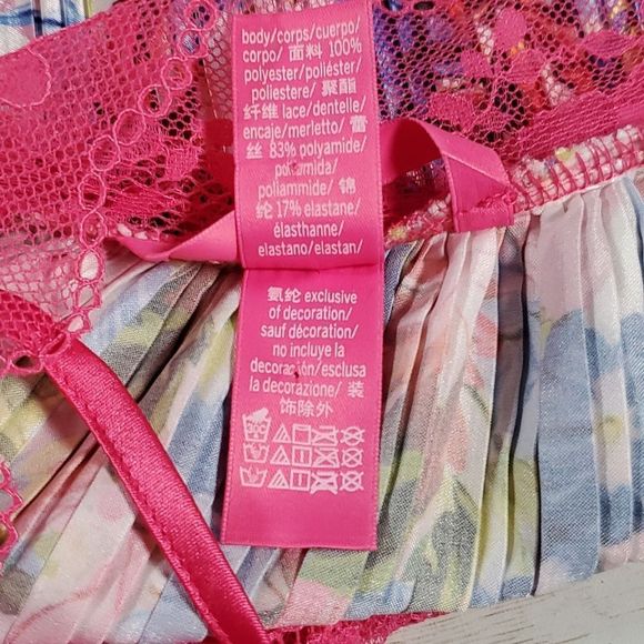 Victoria's Secret x Mary Katrantzou Satin &‎ Lace Pink Babydoll Slip Lingerie XS - Picture 9 of 12